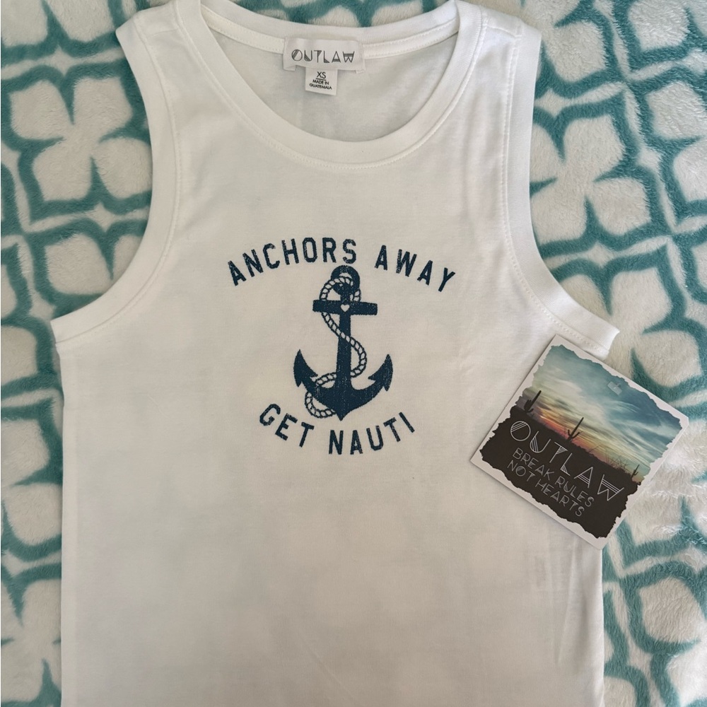 Outlaw White Nautical Tank Top